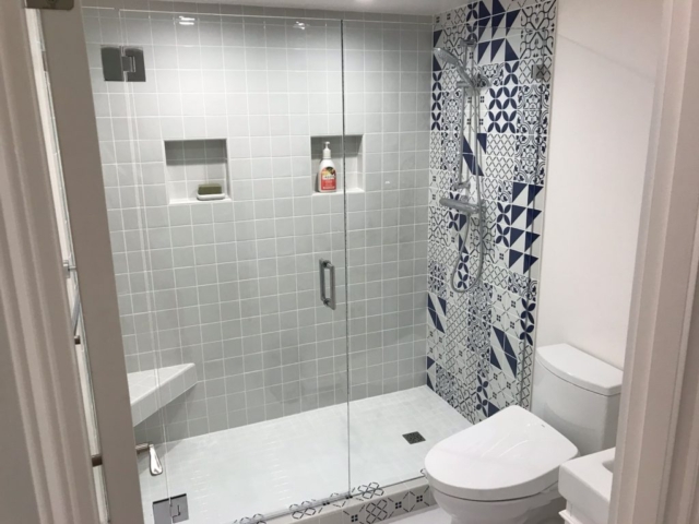 A bathroom remodel completed by Rhodes Creations in Seattle, Washington.
